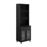 Walker Edison Pearl Modern/Contemporary 72" Wood Bar Cabinet with wine storage and Hutch PRLD3DGR