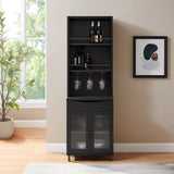 Walker Edison Pearl Modern/Contemporary 72" Wood Bar Cabinet with wine storage and Hutch PRLD3DGR