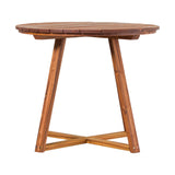 Walker Edison Prenton Modern/Contemporary Modern Slat Back Wood Round Dining Table PROD39DTBR