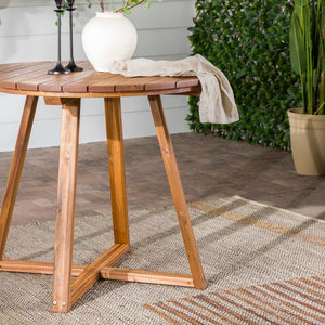 Walker Edison Prenton Modern/Contemporary Modern Slat Back Wood Round Dining Table PROD39DTBR