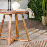 Walker Edison Prenton Modern/Contemporary Modern Slat Back Wood Round Dining Table PROD39DTBR