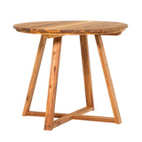 Walker Edison Prenton Modern/Contemporary Modern Slat Back Wood Round Dining Table PROD39DTNL