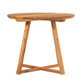 Walker Edison Prenton Modern/Contemporary Modern Slat Back Wood Round Dining Table PROD39DTNL