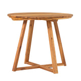 Walker Edison Prenton Modern/Contemporary Modern Slat Back Wood Round Dining Table PROD39DTNL