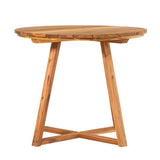 Walker Edison Prenton Modern/Contemporary Modern Slat Back Wood Round Dining Table PROD39DTNL