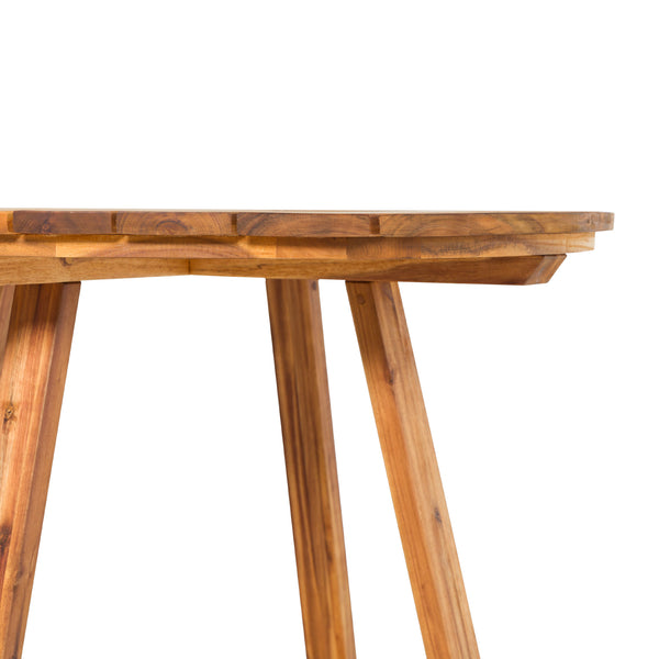 Walker Edison Prenton Modern/Contemporary Modern Slat Back Wood Round Dining Table PROD39DTNL