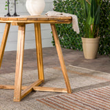 Walker Edison Prenton Modern/Contemporary Modern Slat Back Wood Round Dining Table PROD39DTNL