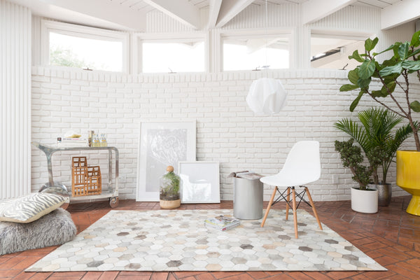 Loloi Promenade PO-02 100% Cowhide Hand Stitched Contemporary Rug PROMPO-02GY0093D0