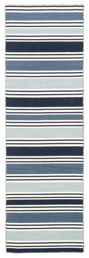 Jaipur Living Salada Handmade Stripe Blue/ White Runner Rug (2'6"X8')