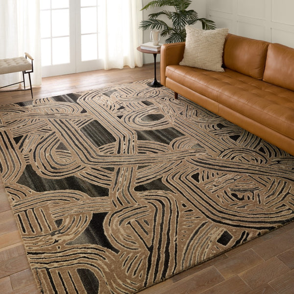 Jaipur Living Pathways by Verde Home Kathmandu Verde Home PVH12 Hand Tufted 100% Wool Abstract Area Rug Light Brown 100% Wool RUG156057