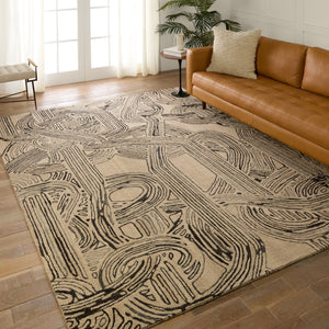 Jaipur Living Pathways by Verde Home Kathmandu Verde Home PVH13 Hand Tufted 100% Wool Abstract Area Rug Tan 100% Wool RUG156061