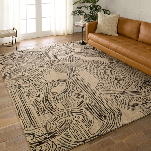 Jaipur Living Pathways by Verde Home Kathmandu Verde Home PVH13 Hand Tufted 100% Wool Abstract Area Rug Tan 100% Wool RUG156061