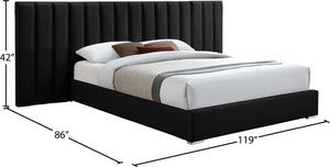 Pablo Velvet / Particle Board / Foam Contemporary Black Velvet King Bed - 119.5" W x 85.5" D x 41.5" H
