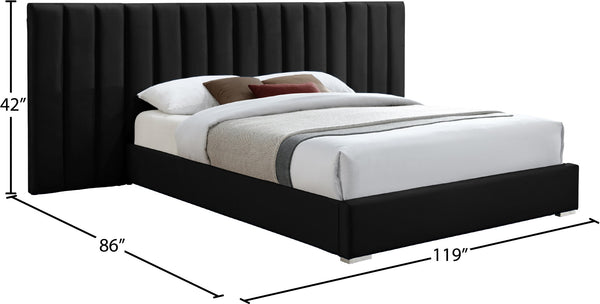 Pablo Velvet / Particle Board / Foam Contemporary Black Velvet King Bed - 119.5" W x 85.5" D x 41.5" H