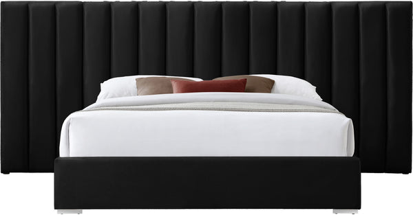 Pablo Velvet / Particle Board / Foam Contemporary Black Velvet Queen Bed - 103" W x 85.5" D x 41.5" H