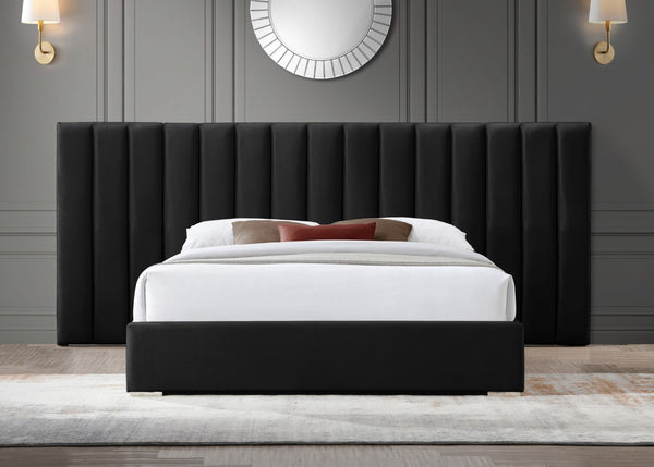 Pablo Velvet / Particle Board / Foam Contemporary Black Velvet Queen Bed - 103" W x 85.5" D x 41.5" H