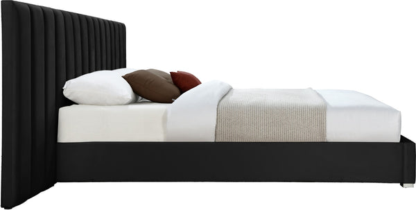 Pablo Velvet / Particle Board / Foam Contemporary Black Velvet Queen Bed - 103" W x 85.5" D x 41.5" H