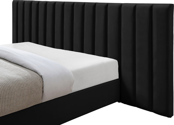 Pablo Velvet / Particle Board / Foam Contemporary Black Velvet Queen Bed - 103" W x 85.5" D x 41.5" H
