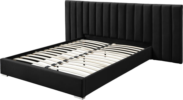 Pablo Velvet / Particle Board / Foam Contemporary Black Velvet Queen Bed - 103" W x 85.5" D x 41.5" H