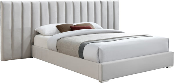 Pablo Velvet / Particle Board / Foam Contemporary Cream Velvet King Bed - 119.5" W x 85.5" D x 41.5" H
