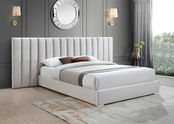 Pablo Velvet / Particle Board / Foam Contemporary Cream Velvet King Bed - 119.5" W x 85.5" D x 41.5" H