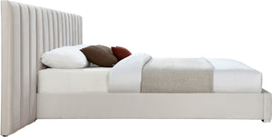 Pablo Velvet / Particle Board / Foam Contemporary Cream Velvet King Bed - 119.5" W x 85.5" D x 41.5" H