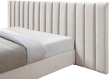 Pablo Velvet / Particle Board / Foam Contemporary Cream Velvet King Bed - 119.5" W x 85.5" D x 41.5" H