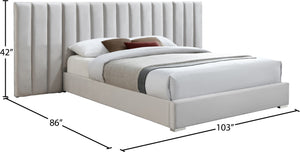Pablo Velvet / Particle Board / Foam Contemporary Cream Velvet Queen Bed - 103" W x 85.5" D x 41.5" H