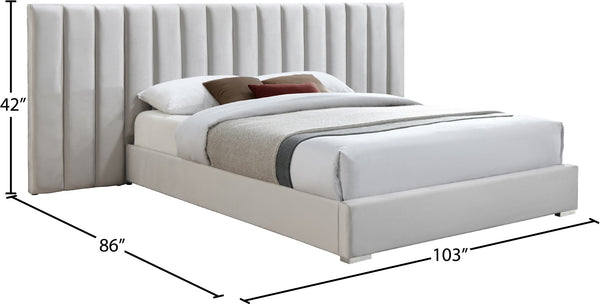 Pablo Velvet / Particle Board / Foam Contemporary Cream Velvet Queen Bed - 103" W x 85.5" D x 41.5" H