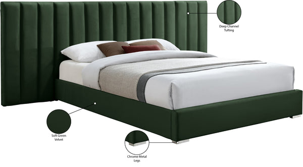 Pablo Velvet / Particle Board / Foam Contemporary Green Velvet King Bed - 119.5" W x 85.5" D x 41.5" H