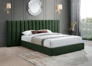 Pablo Velvet / Particle Board / Foam Contemporary Green Velvet King Bed - 119.5" W x 85.5" D x 41.5" H