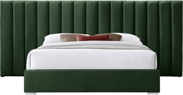 Pablo Velvet / Particle Board / Foam Contemporary Green Velvet King Bed - 119.5" W x 85.5" D x 41.5" H