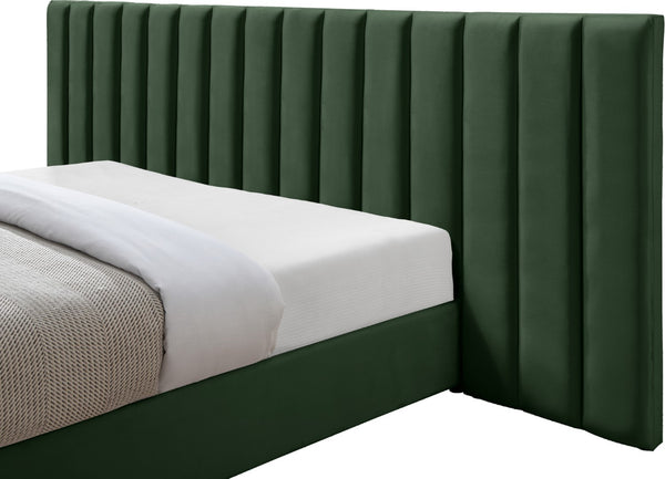Pablo Velvet / Particle Board / Foam Contemporary Green Velvet King Bed - 119.5" W x 85.5" D x 41.5" H