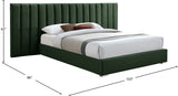 Pablo Velvet / Particle Board / Foam Contemporary Green Velvet Queen Bed - 103" W x 85.5" D x 41.5" H
