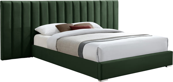 Pablo Velvet / Particle Board / Foam Contemporary Green Velvet Queen Bed - 103" W x 85.5" D x 41.5" H