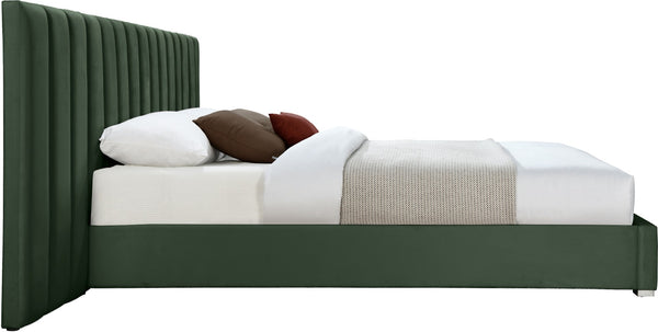 Pablo Velvet / Particle Board / Foam Contemporary Green Velvet Queen Bed - 103" W x 85.5" D x 41.5" H