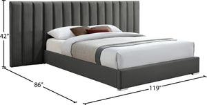 Pablo Velvet / Particle Board / Foam Contemporary Grey Velvet King Bed - 119.5" W x 85.5" D x 41.5" H