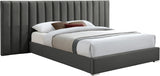 Pablo Velvet / Particle Board / Foam Contemporary Grey Velvet King Bed - 119.5" W x 85.5" D x 41.5" H