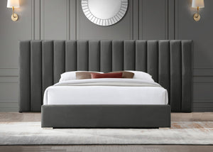 Pablo Velvet / Particle Board / Foam Contemporary Grey Velvet King Bed - 119.5" W x 85.5" D x 41.5" H