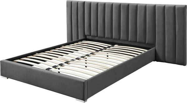 Pablo Velvet / Particle Board / Foam Contemporary Grey Velvet King Bed - 119.5" W x 85.5" D x 41.5" H
