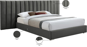 Pablo Velvet / Particle Board / Foam Contemporary Grey Velvet Queen Bed - 103" W x 85.5" D x 41.5" H