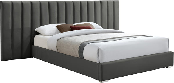 Pablo Velvet / Particle Board / Foam Contemporary Grey Velvet Queen Bed - 103" W x 85.5" D x 41.5" H