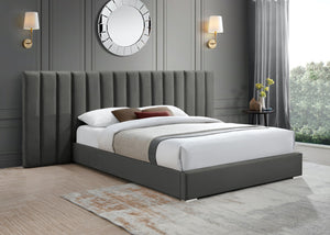 Pablo Velvet / Particle Board / Foam Contemporary Grey Velvet Queen Bed - 103" W x 85.5" D x 41.5" H