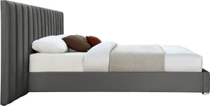 Pablo Velvet / Particle Board / Foam Contemporary Grey Velvet Queen Bed - 103" W x 85.5" D x 41.5" H