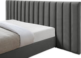 Pablo Velvet / Particle Board / Foam Contemporary Grey Velvet Queen Bed - 103" W x 85.5" D x 41.5" H