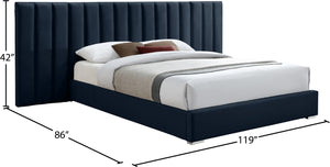 Pablo Velvet / Particle Board / Foam Contemporary Navy Velvet King Bed - 119.5" W x 85.5" D x 41.5" H