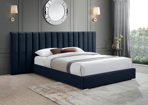 Pablo Velvet / Particle Board / Foam Contemporary Navy Velvet King Bed - 119.5" W x 85.5" D x 41.5" H