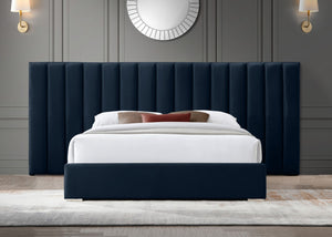 Pablo Velvet / Particle Board / Foam Contemporary Navy Velvet King Bed - 119.5" W x 85.5" D x 41.5" H