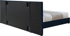Pablo Velvet / Particle Board / Foam Contemporary Navy Velvet King Bed - 119.5" W x 85.5" D x 41.5" H