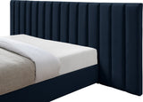 Pablo Velvet / Particle Board / Foam Contemporary Navy Velvet King Bed - 119.5" W x 85.5" D x 41.5" H
